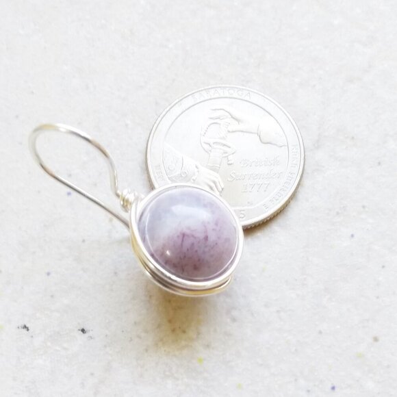 Guanyin ~ Mauve India Agate Amulet Necklace & Earring Set! Quan Yin Buddhism - Picture 6 of 13